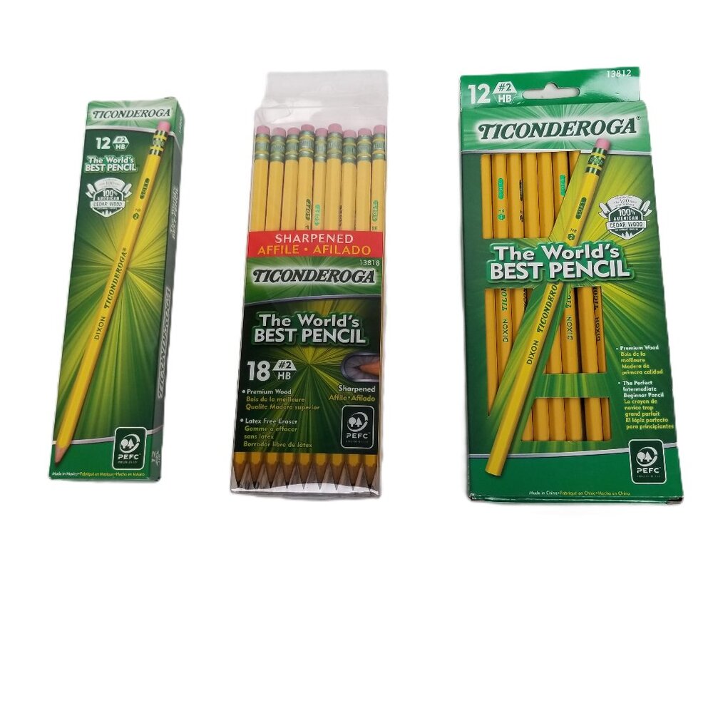 Ticonderoga Pencils 42 Count Mixed Lot HB 2 Yellow Premium Wood School